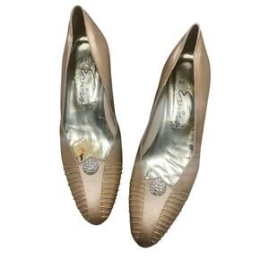 Vintage Erins Satin Crystal Embellished Heels Women's Size 7.5 NARROW